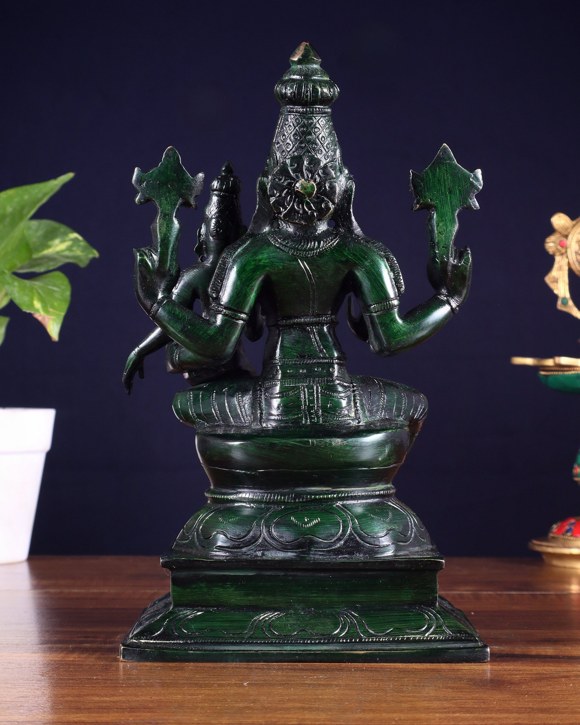 Pure Brass Varaha Lakshmi Statue – Agate green Tone 9.5"