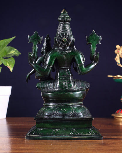Pure Brass Varaha Lakshmi Statue – Agate green Tone 9.5"