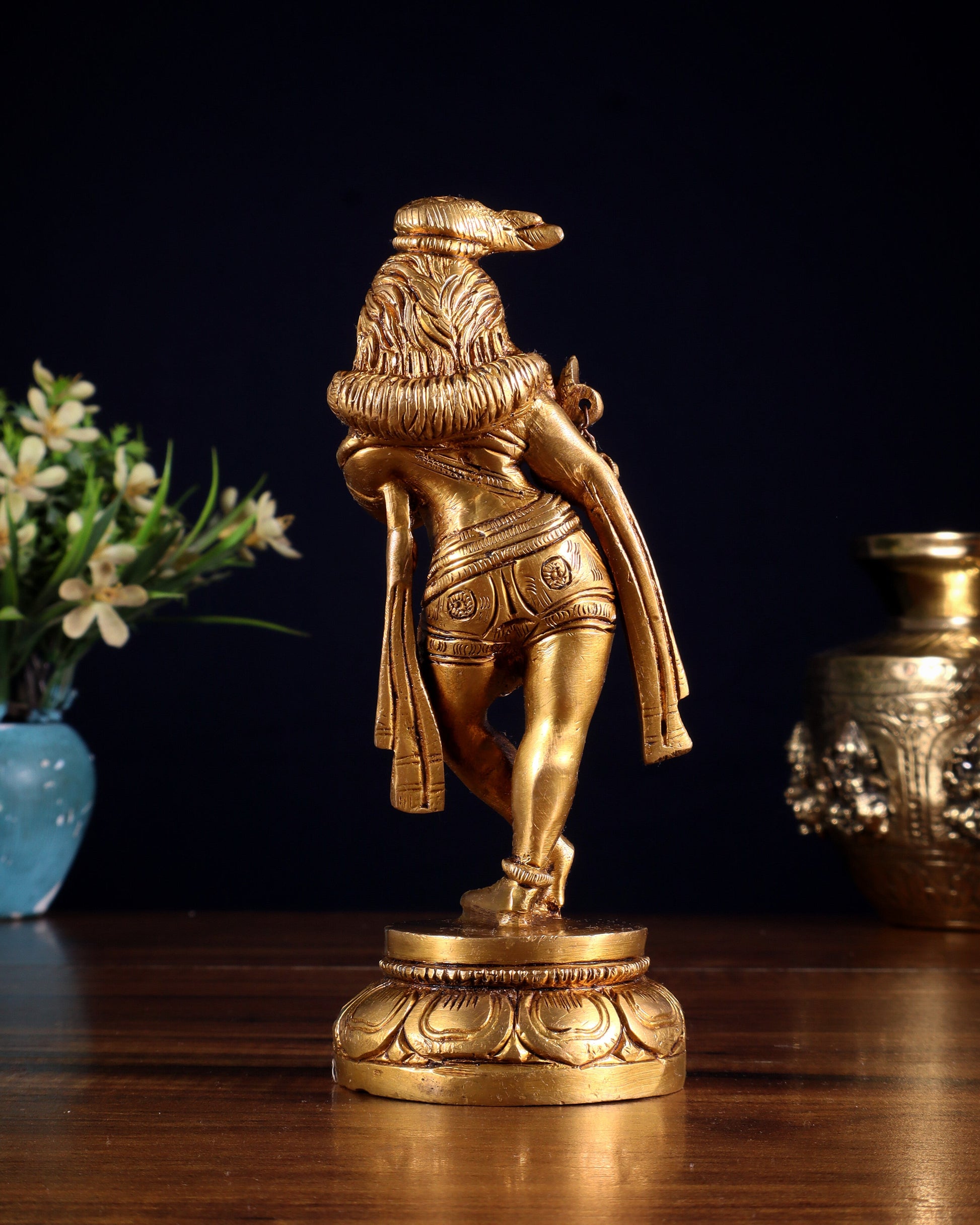 Brass Lord Krishna Statue 6.5" unique stance
