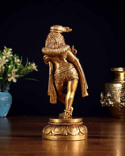 Brass Lord Krishna Statue 6.5" unique stance