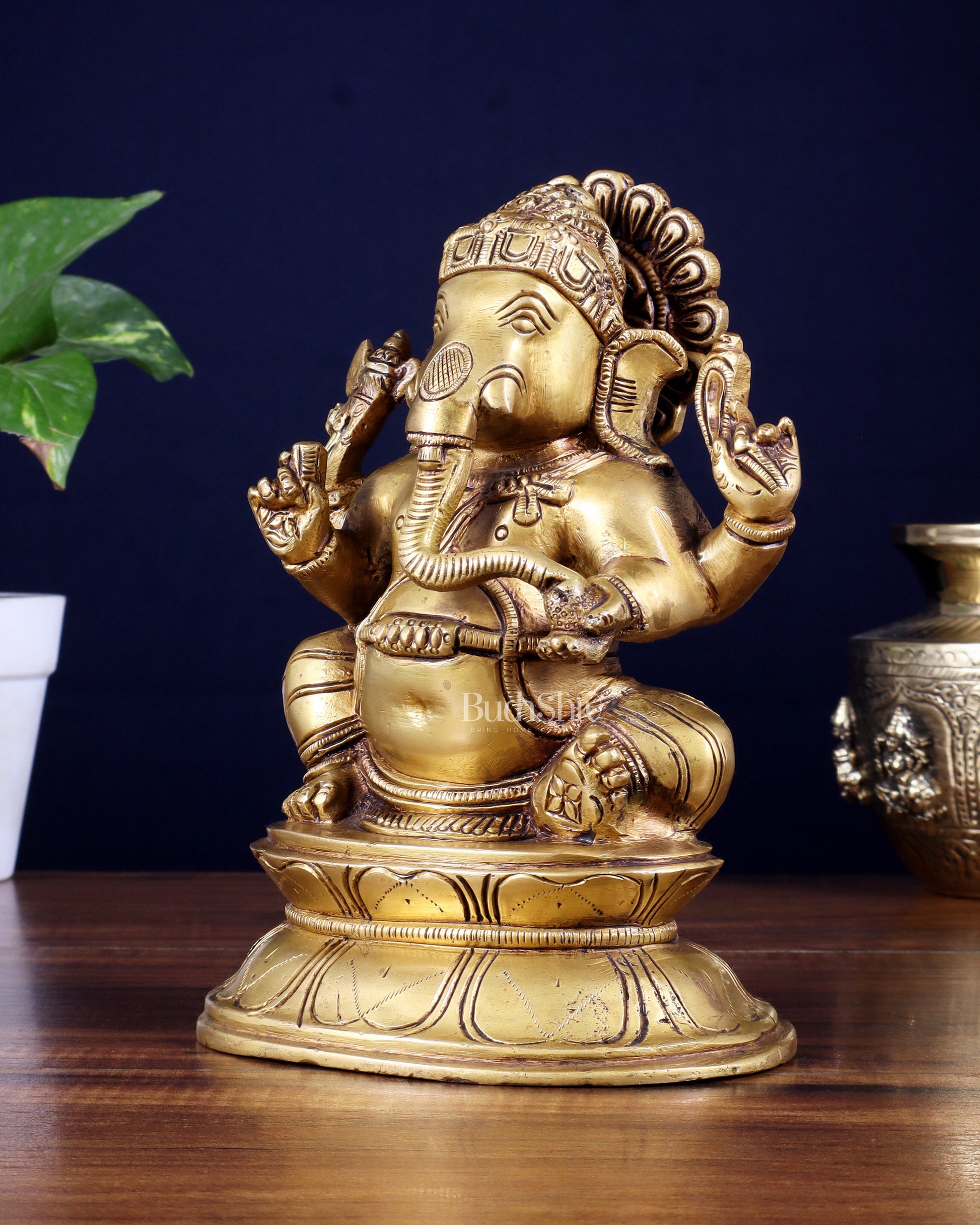 Brass Lord Ganesha Idol - 7.5 Inch