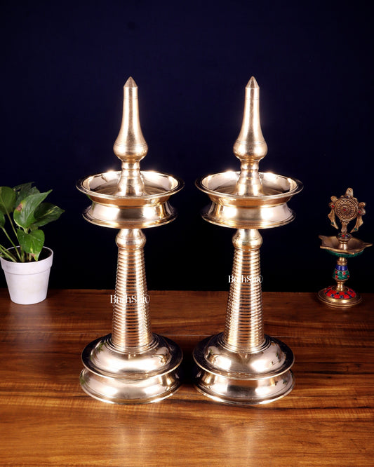 Pure Brass Traditional Kerala Lamp Nilavilakku – Pair ( available in different sizes)