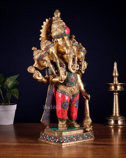 Brass Panchmukhi Ganesha Statue five faced Ganesha  - 20 Inch
