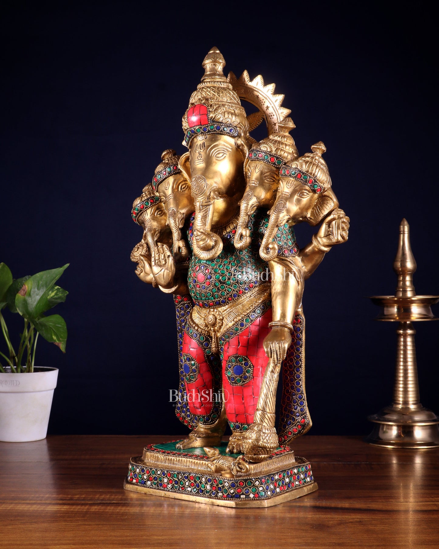 Brass Panchmukhi Ganesha Statue five faced Ganesha  - 20 Inch