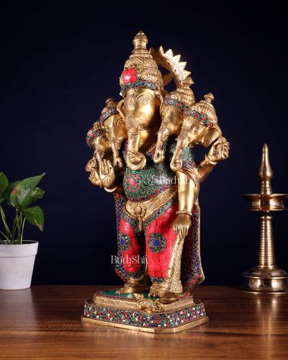 Brass Panchmukhi Ganesha Statue five faced Ganesha  - 20 Inch