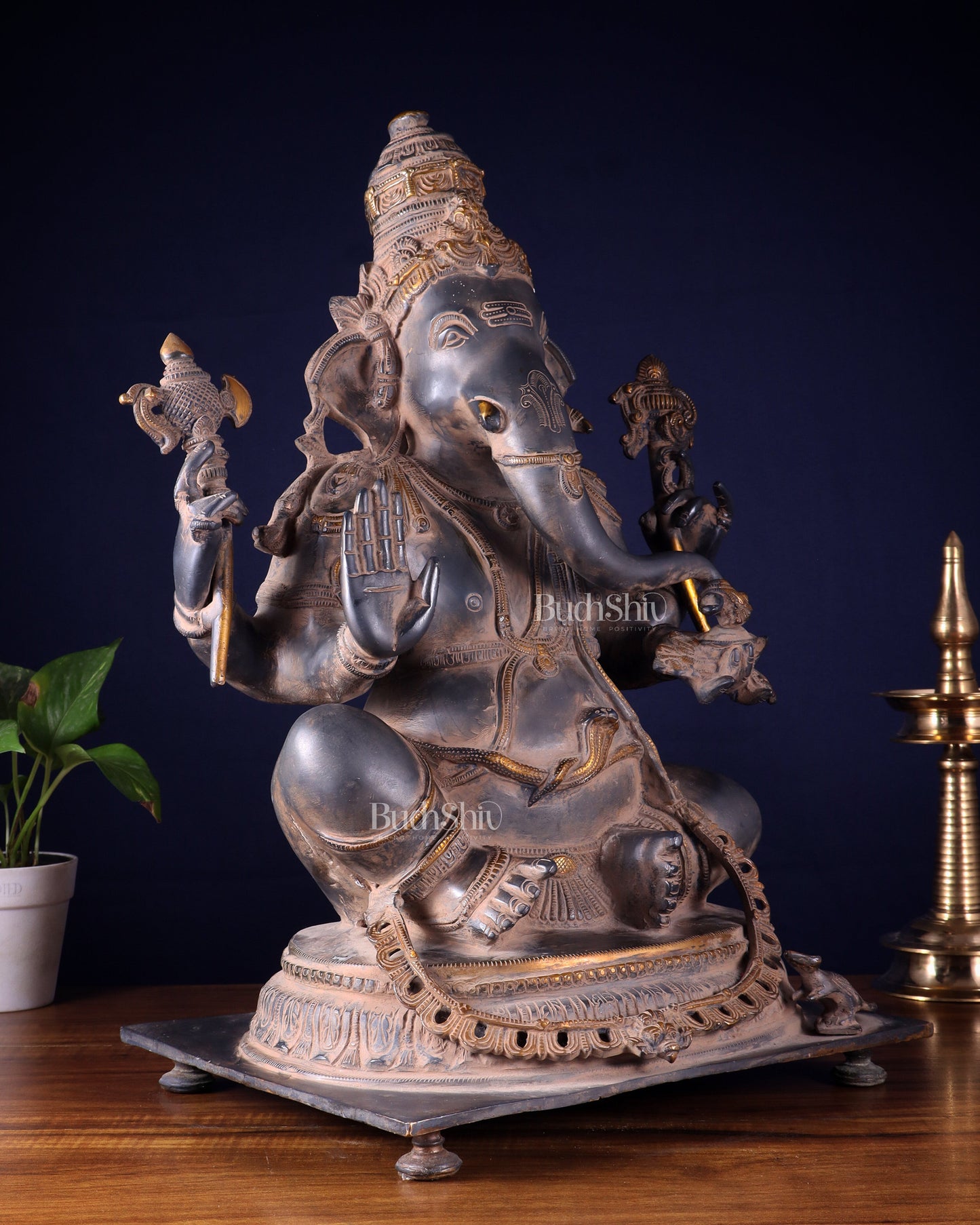 Ganesha Brass statue - Majestic 21 -Inch Height