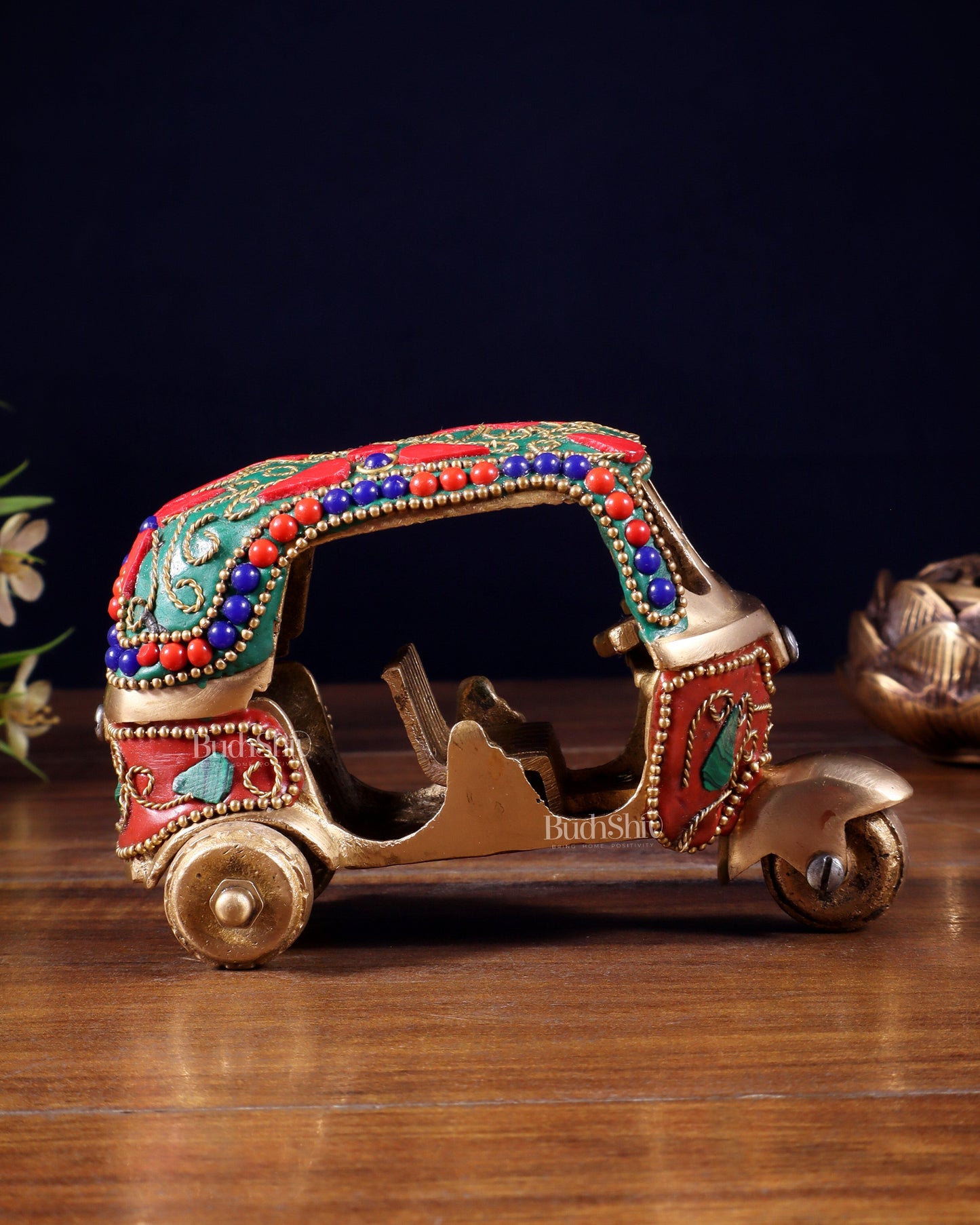 Pure Brass Auto Rickshaw Showpiece – Indian Souvenir Gift