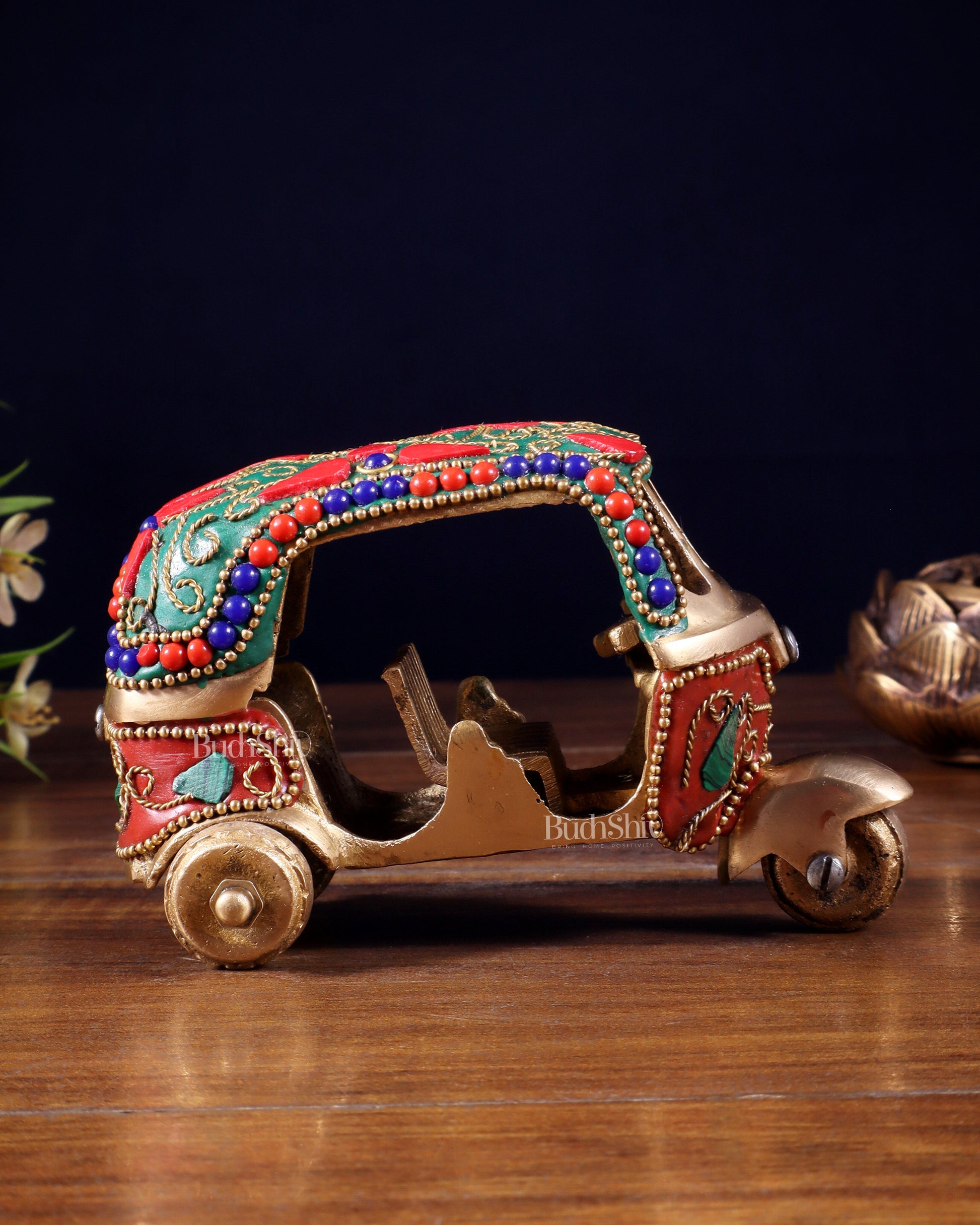 Pure Brass Auto Rickshaw Showpiece – Indian Souvenir Gift