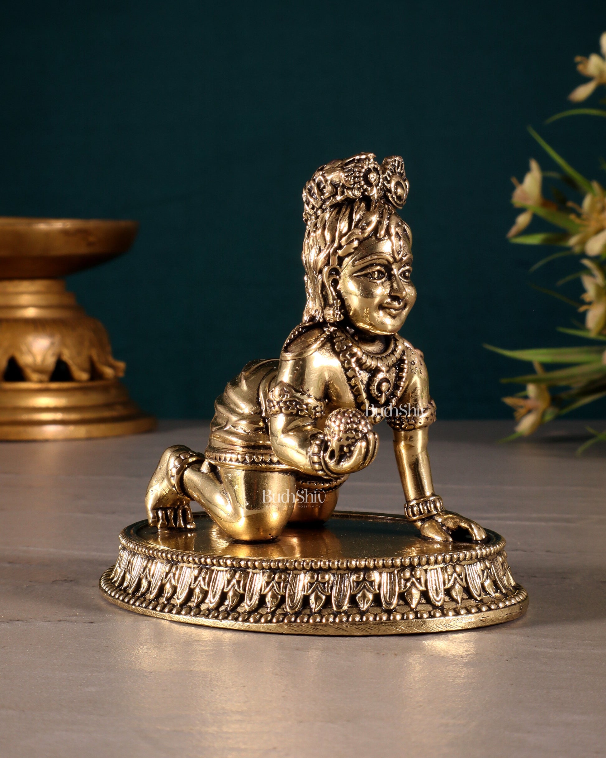 Brass Superfine Laddoo Gopal Idol 3 inch with base
