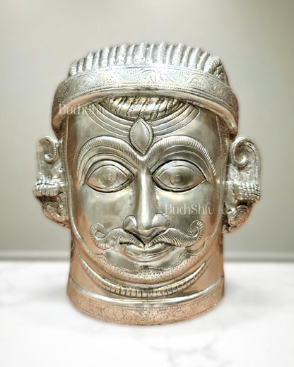 Brass Lord Shiva Face Mukhalingam – 11 inch silver plated