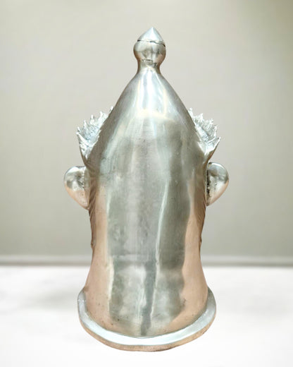 Brass Shiva Face Mukhlingam statue 13.5" silver plated