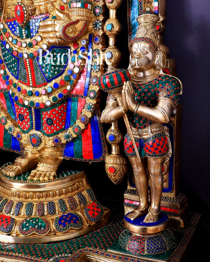 Large Brass Tirupati Balaji Sculpture 60" Lord Venkateshwara darbar
