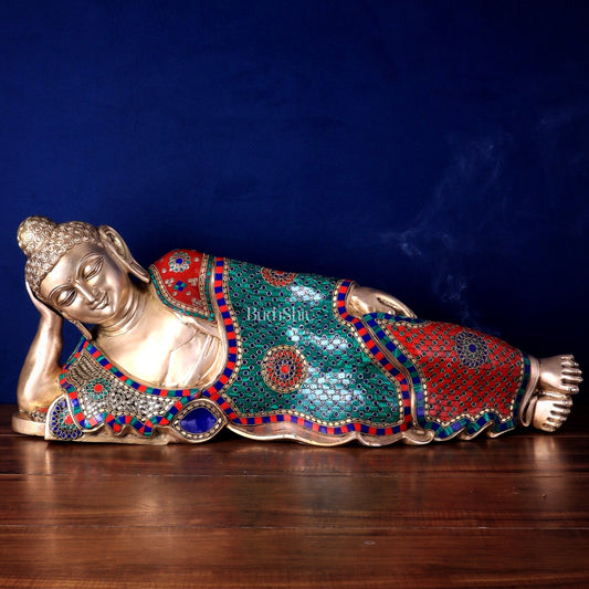 Elegant Brass Resting Buddha Statue  29"