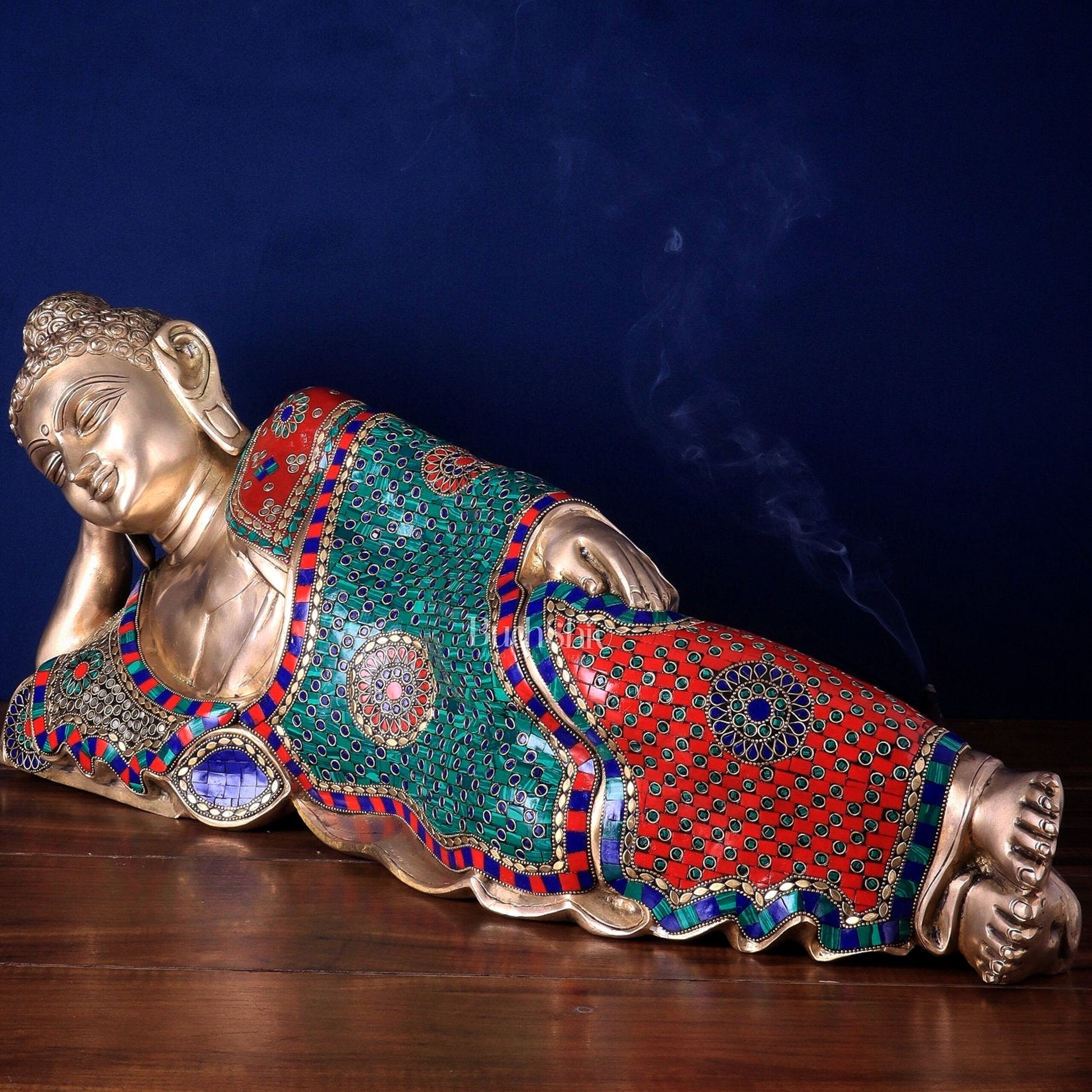 Elegant Brass Resting Buddha Statue  29"