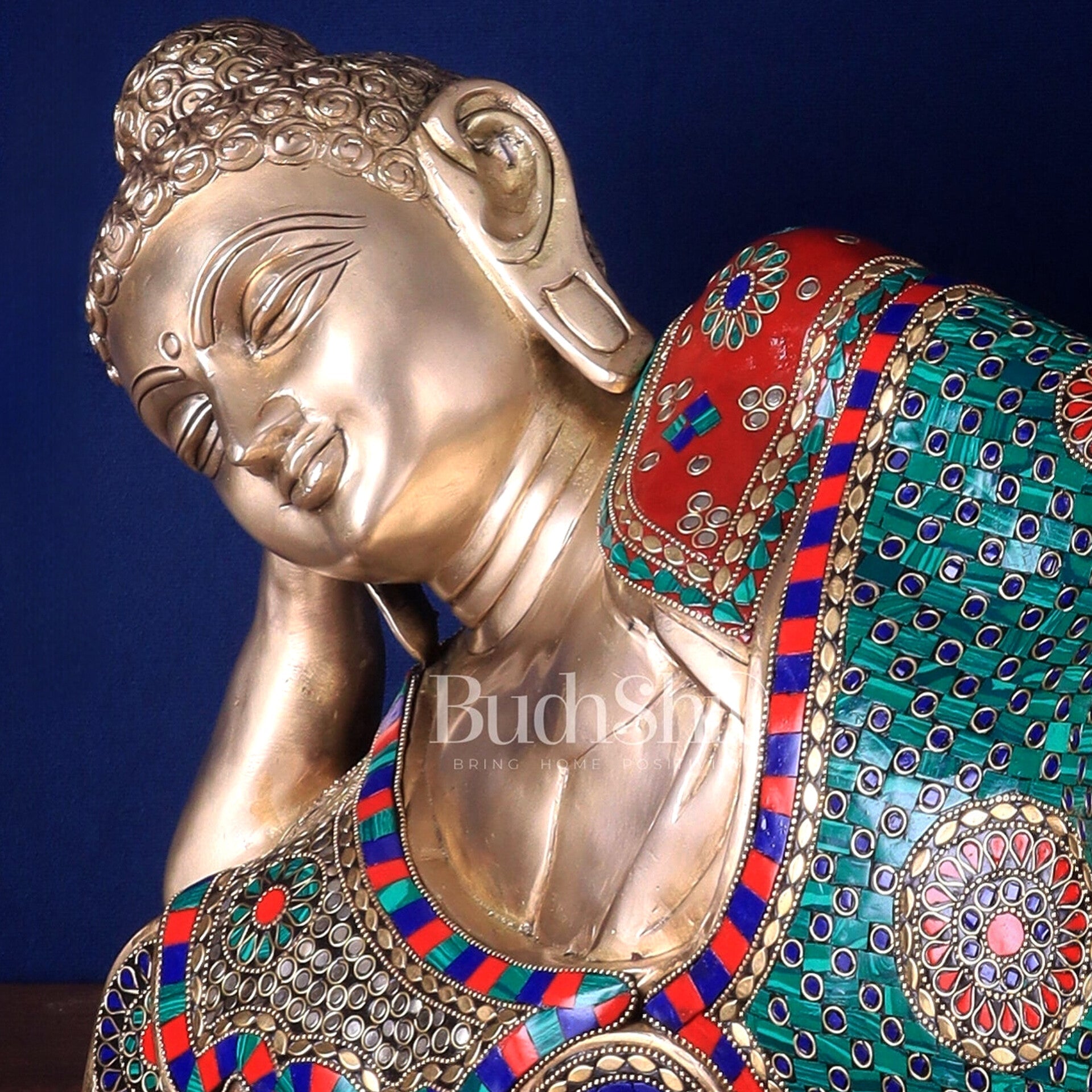 Elegant Brass Resting Buddha Statue  29"