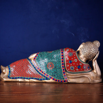Elegant Brass Resting Buddha Statue  29"