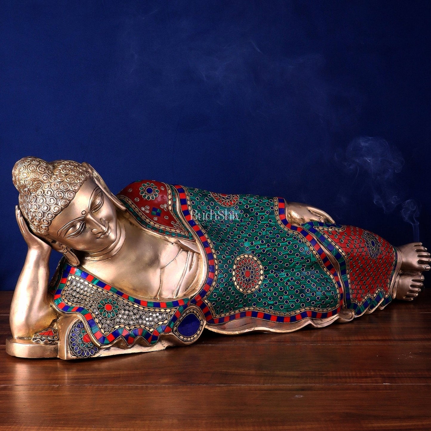 Elegant Brass Resting Buddha Statue  29"