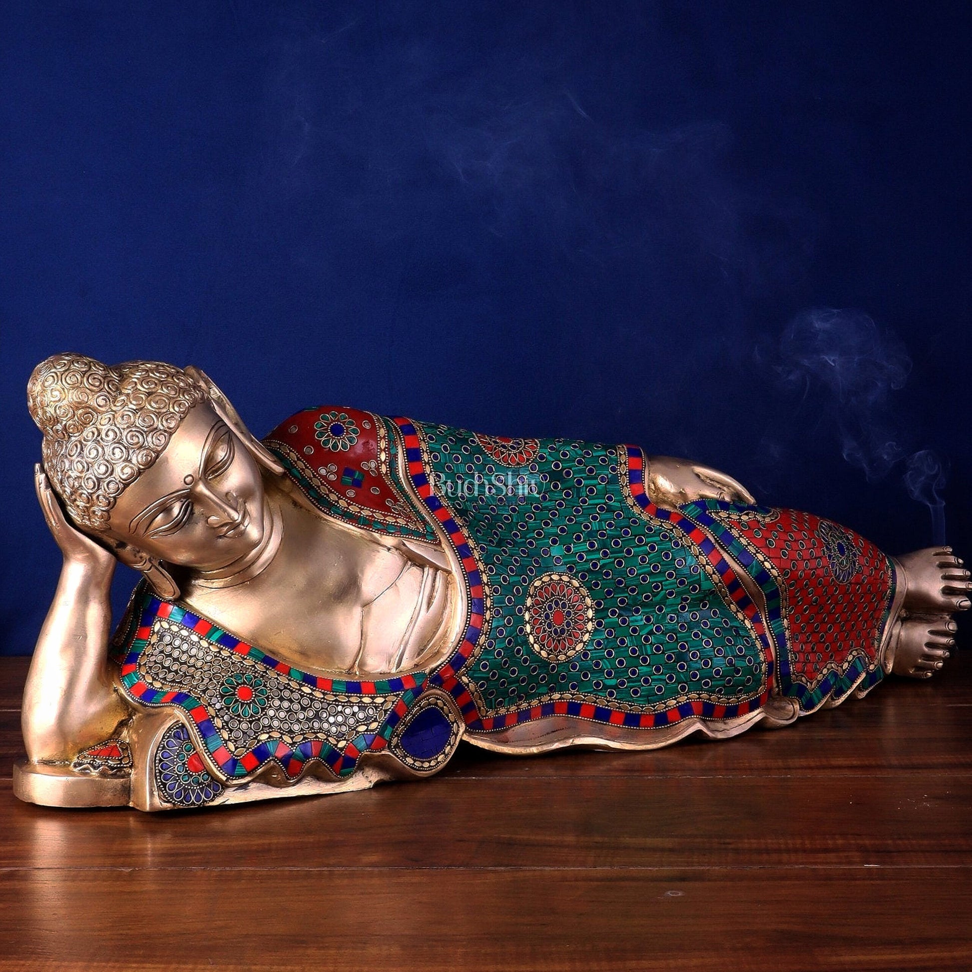 Elegant Brass Resting Buddha Statue  29"