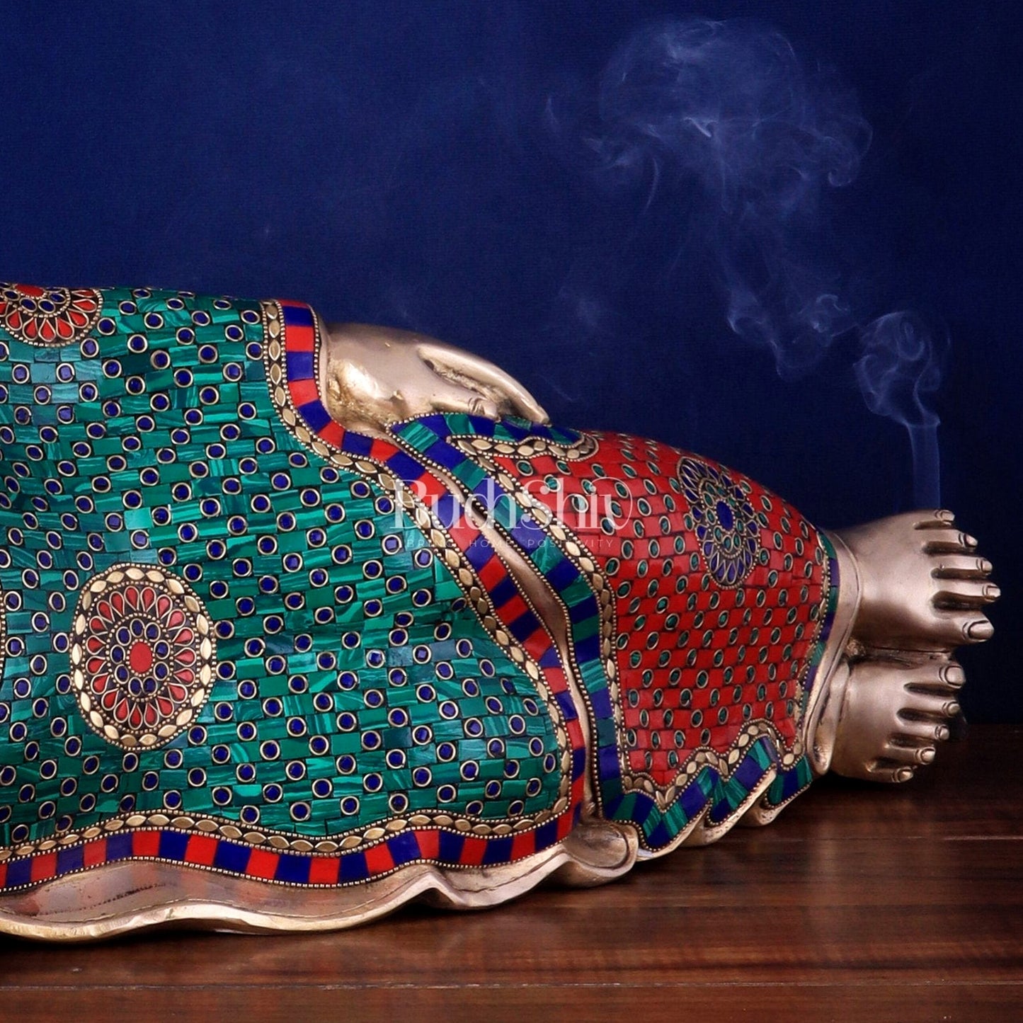 Elegant Brass Resting Buddha Statue  29"