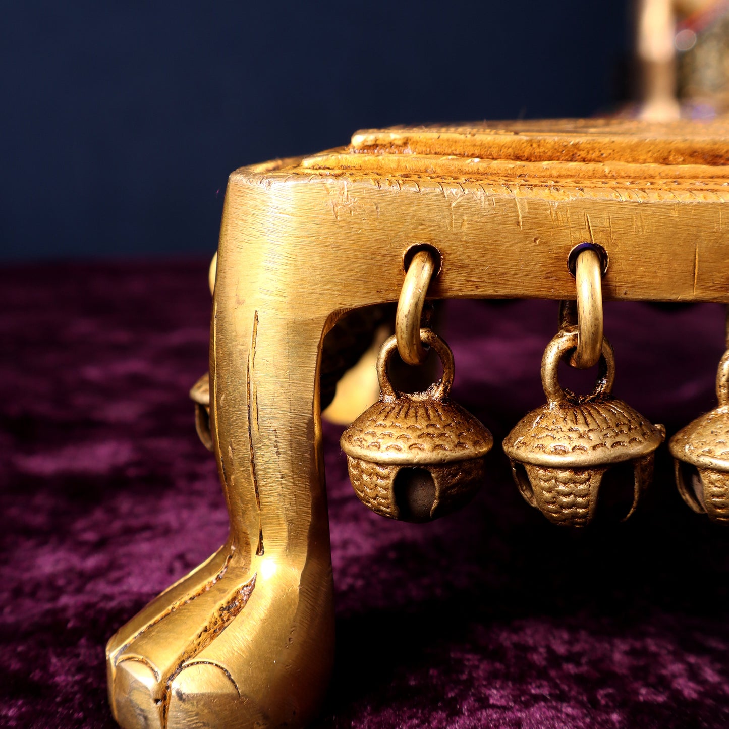 Pure Brass rectangular Chowki for God Idols 10.5 inch