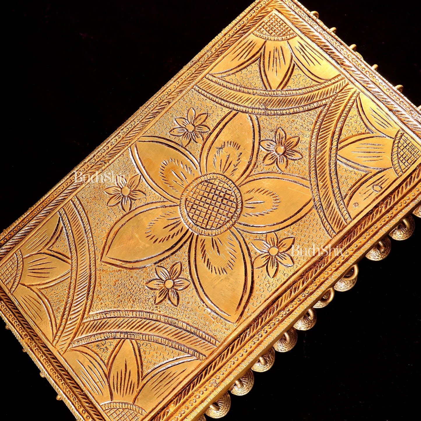 Pure Brass rectangular Chowki for God Idols 10.5 inch