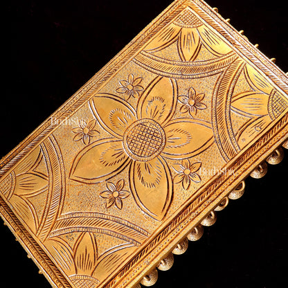 Pure Brass rectangular Chowki for God Idols 10.5 inch