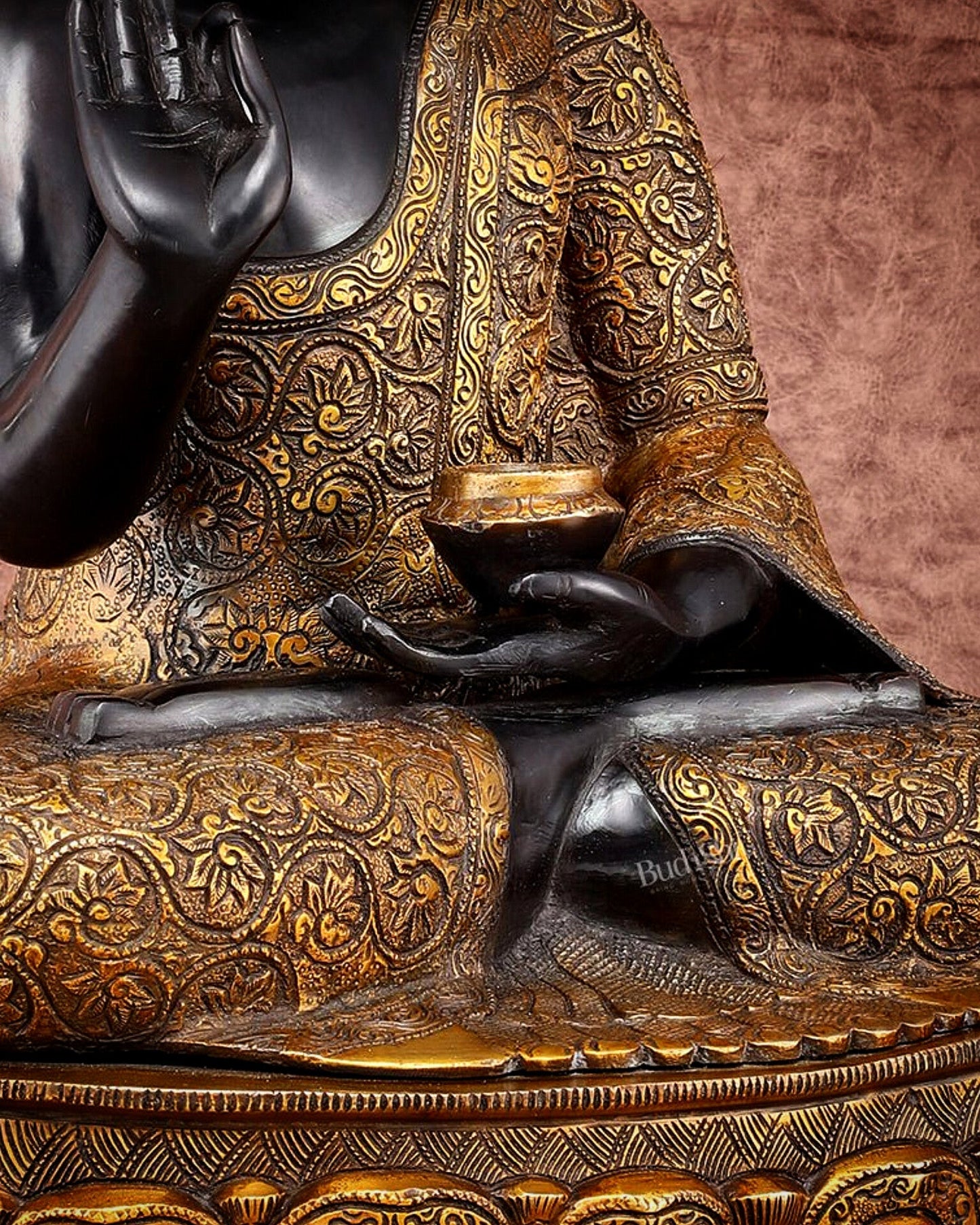 Brass Buddha Statue in Abhaya Mudra - 21.5" Tall, 22kg