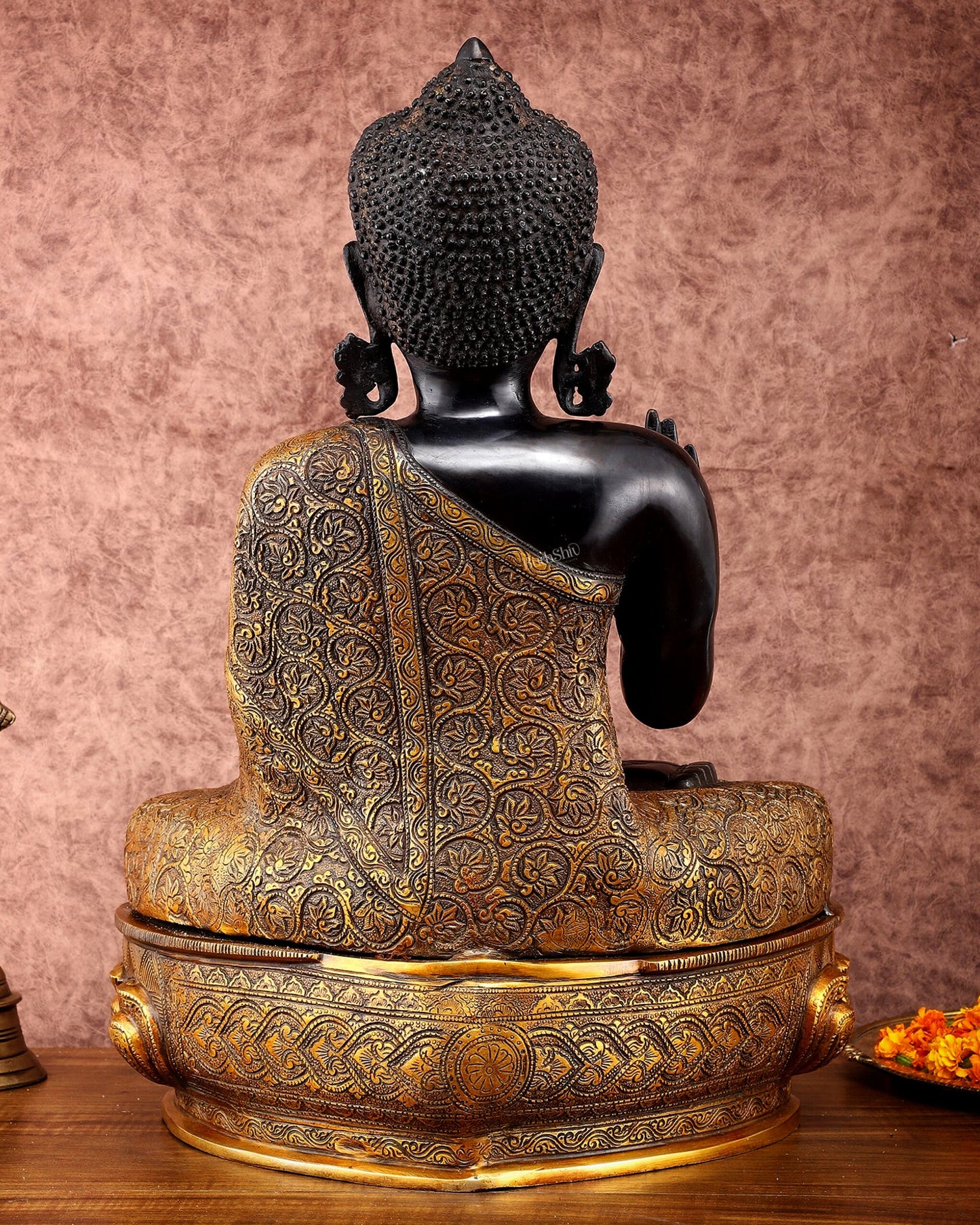 Brass Buddha Statue in Abhaya Mudra - 21.5" Tall, 22kg