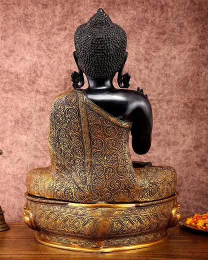 Brass Buddha Statue in Abhaya Mudra - 21.5" Tall, 22kg
