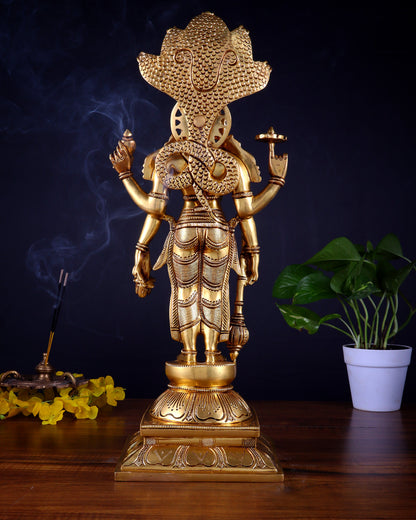 Pure Brass Standing Lord Vishnu with Sheshanaag – Highly Detailed Statue 18 inch
