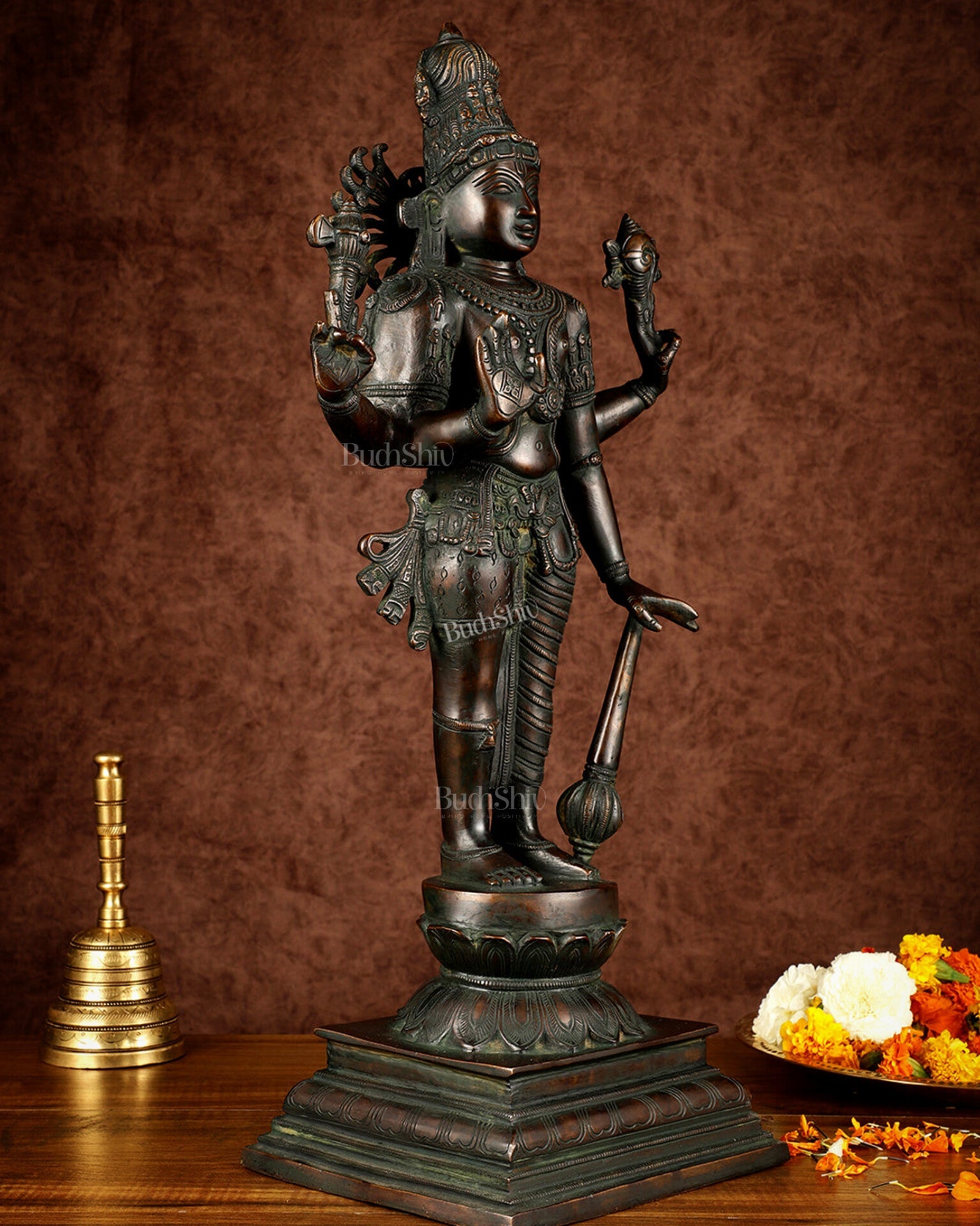 Brass Hari-Hara, Half Vishnu Half Shiva (Shankaranarayana) Statue | 21 inch