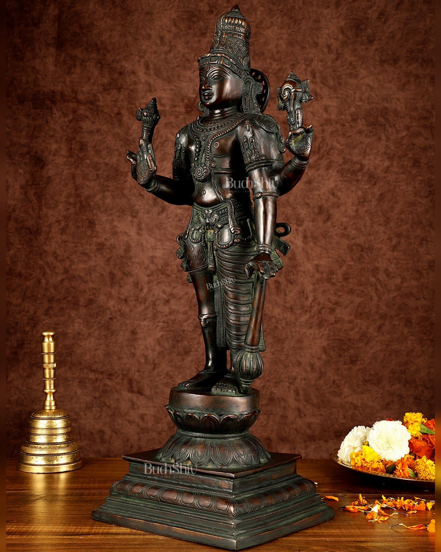 Brass Hari-Hara, Half Vishnu Half Shiva (Shankaranarayana) Statue | 21 inch