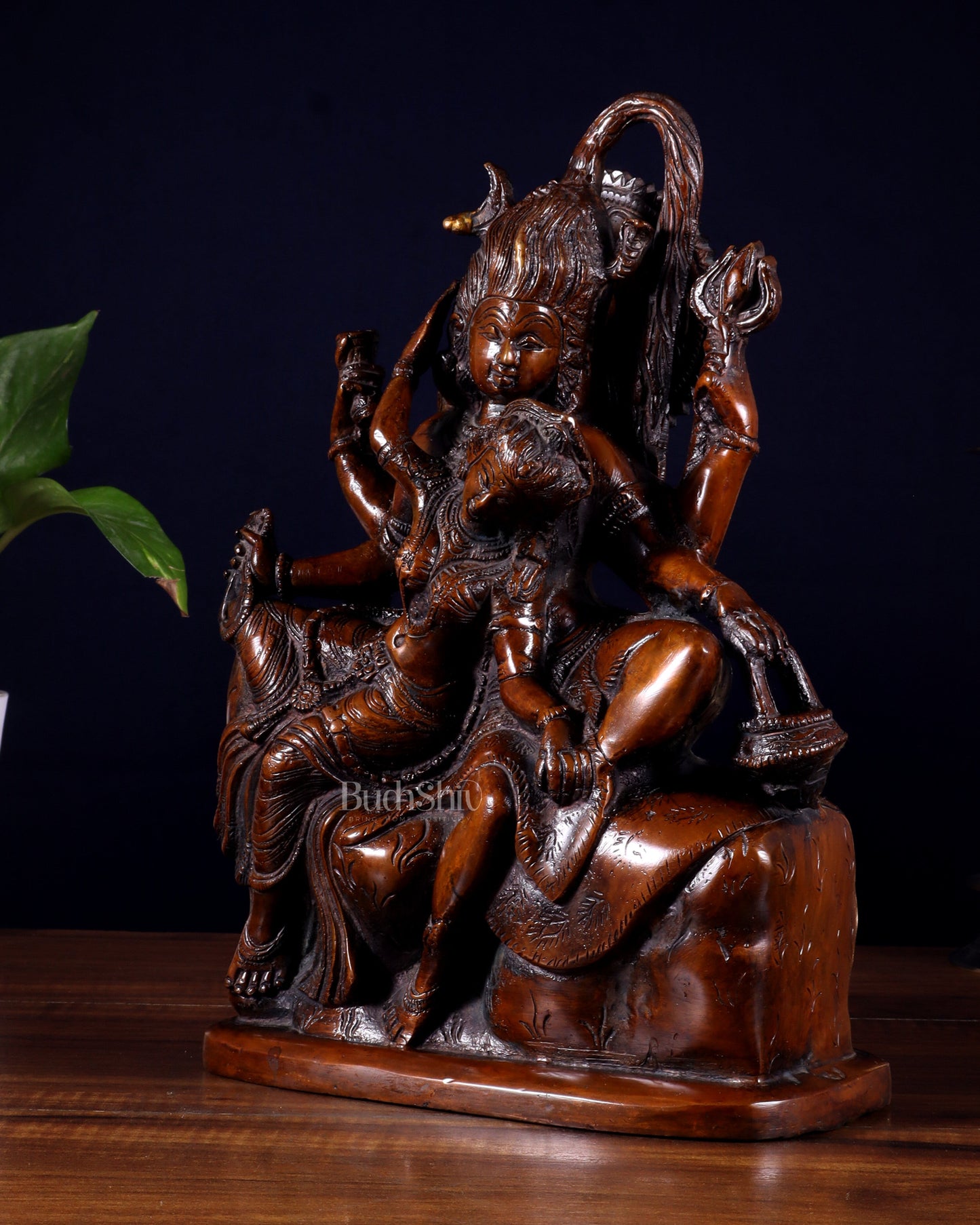 Pure Superfine Brass Shiva and Parvati Ananda Murti - 11"