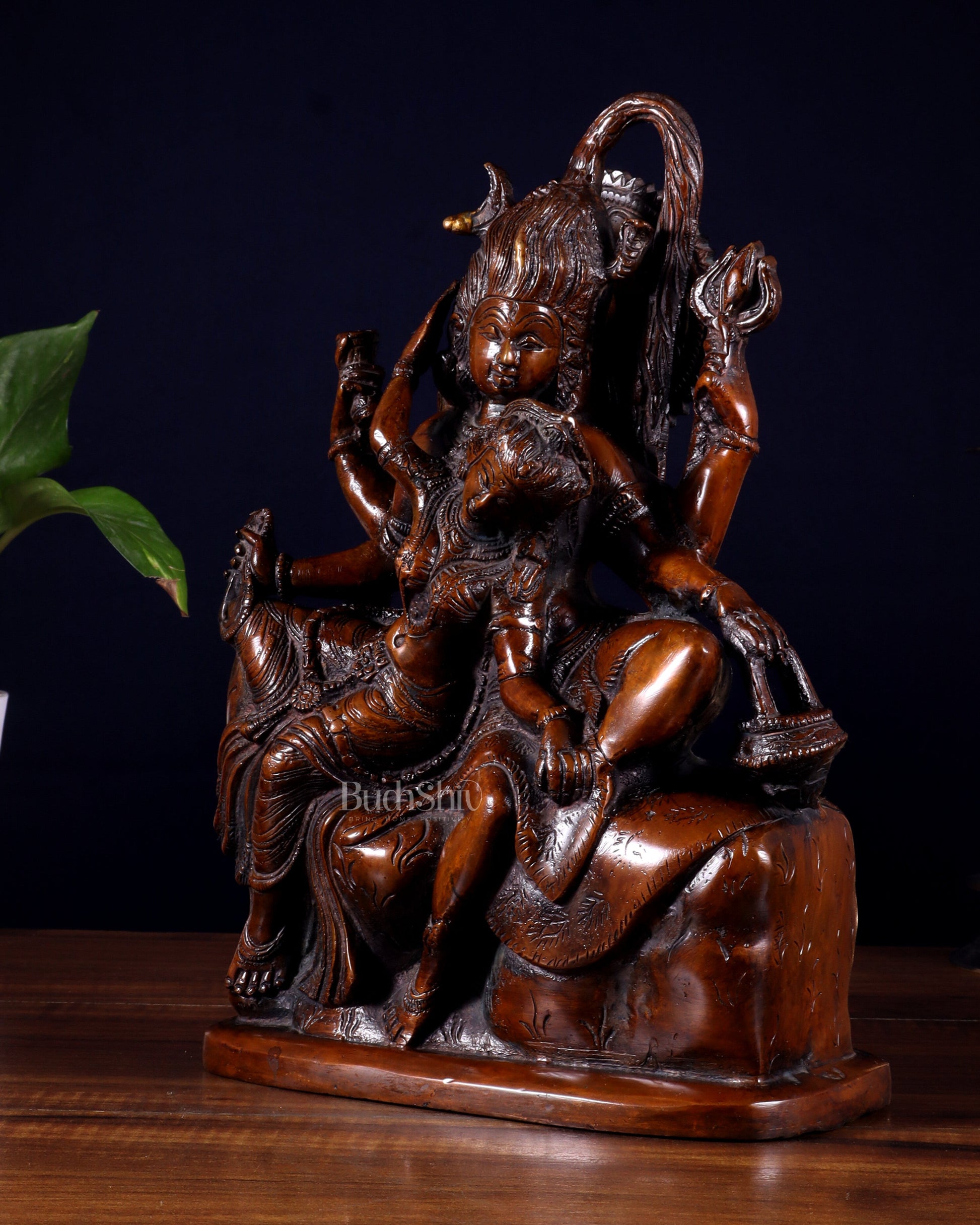 Pure Superfine Brass Shiva and Parvati Ananda Murti - 11"