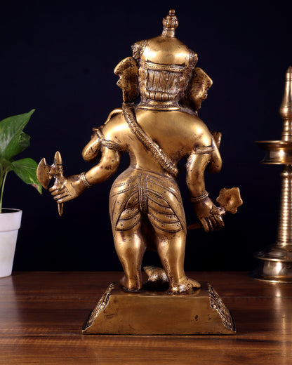 Standing Brass Ganesha Idol | 12.5-inch Height