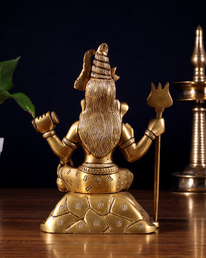 Pure Brass Lord Shiva Statue with Four Arms – Intricately Detailed 8 inch