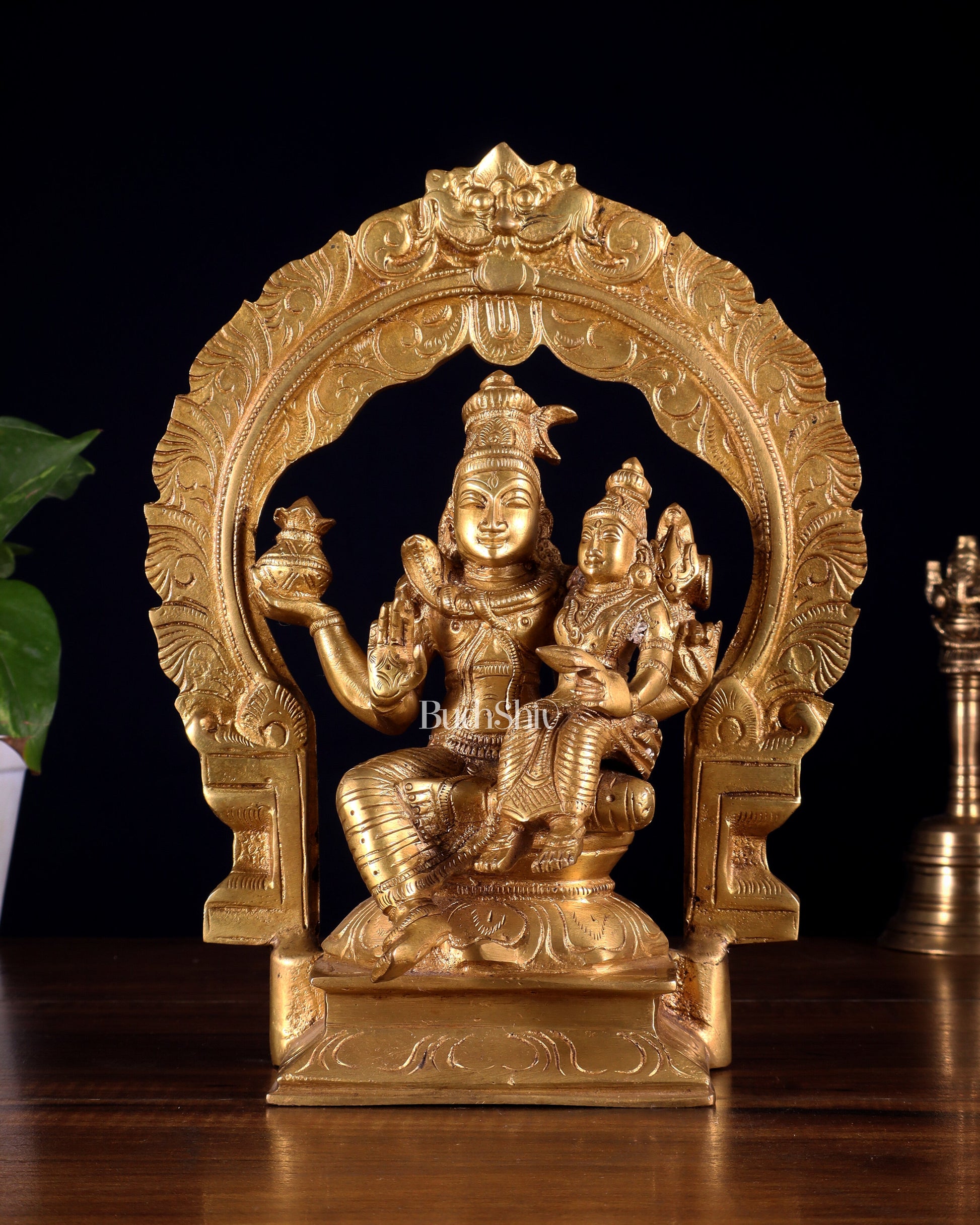 Brass Swarnakarshana Bhairava Shiva Parvati Idol 10 inch