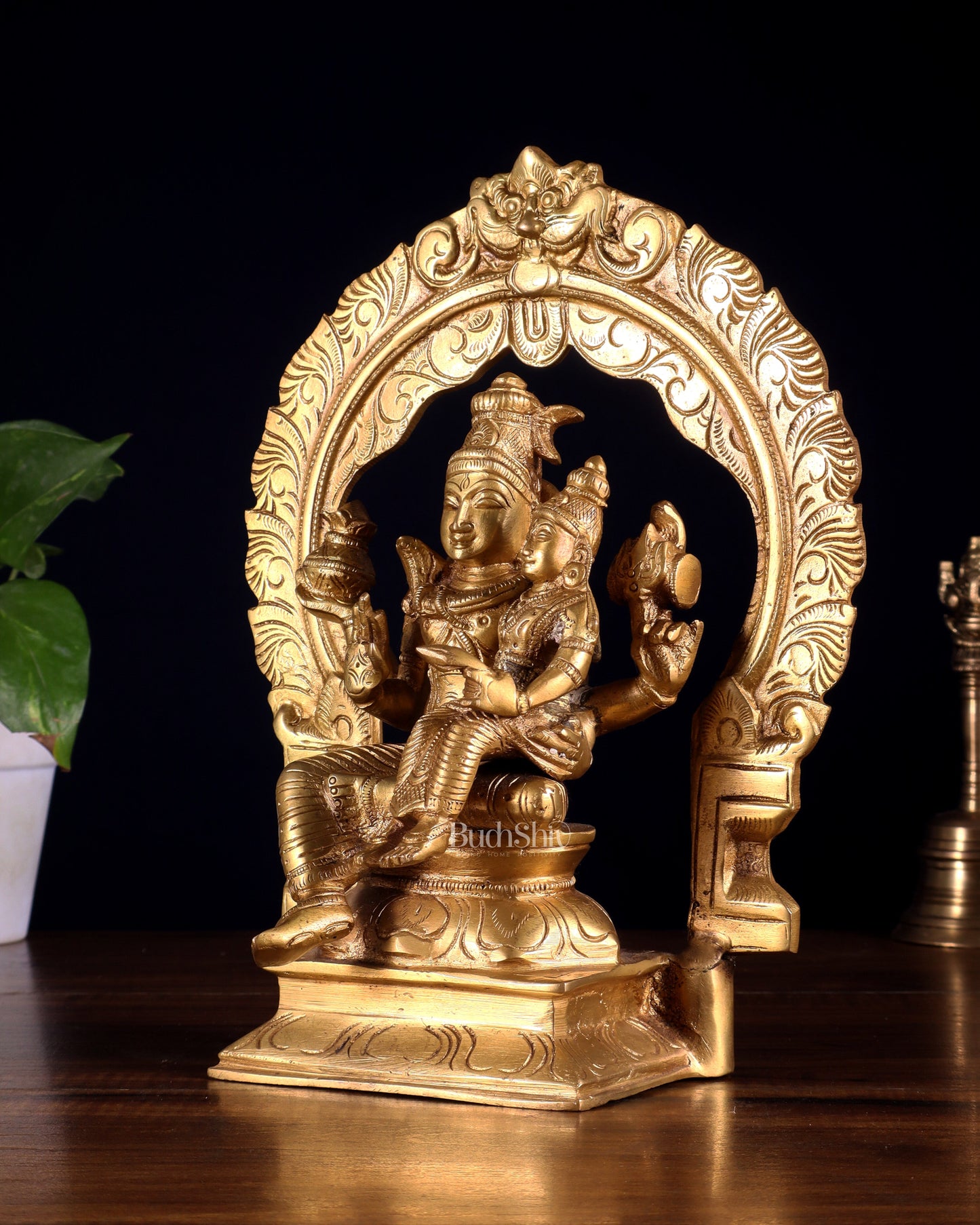 Brass Swarnakarshana Bhairava Shiva Parvati Idol 10 inch