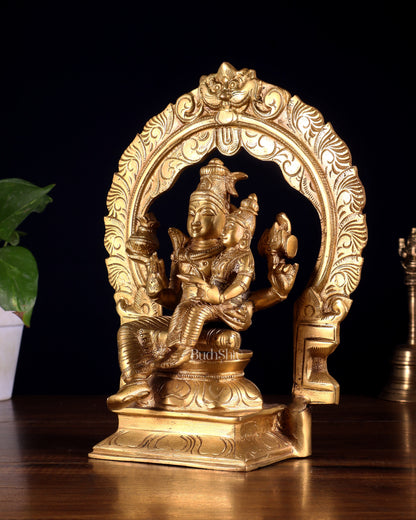 Brass Swarnakarshana Bhairava Shiva Parvati Idol 10 inch