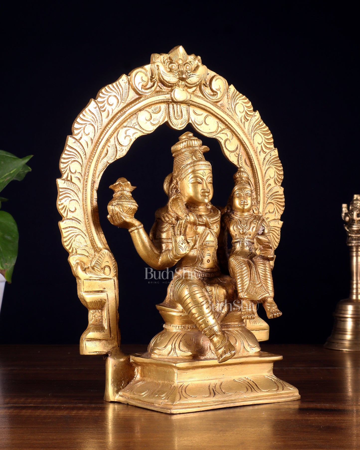 Brass Swarnakarshana Bhairava Shiva Parvati Idol 10 inch