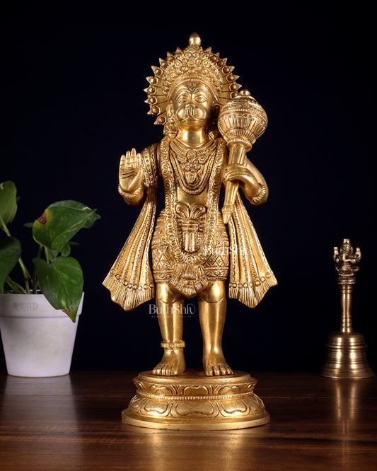 Pure Brass Standing Hanuman Idol 13.5 inch