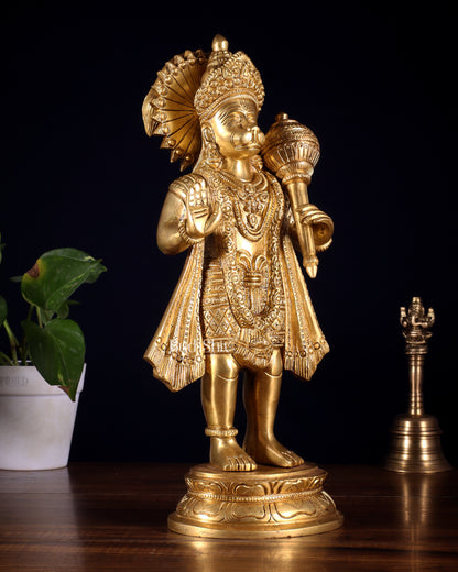 Pure Brass Standing Hanuman Idol 13.5 inch