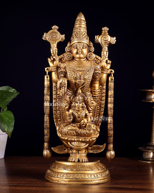 Brass Tirupati Balaji Statue with Lakshmi Engraved – 13"x5.5"x3.5"