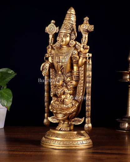 Brass Tirupati Balaji Statue with Lakshmi Engraved – 13"x5.5"x3.5"