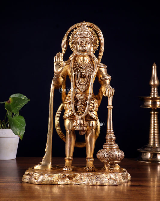 Pure Brass Bahubali Hanuman Standing Statue – 14 Inch