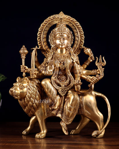 Pure Brass Durga ambe Mata on lion Idol 15 inch