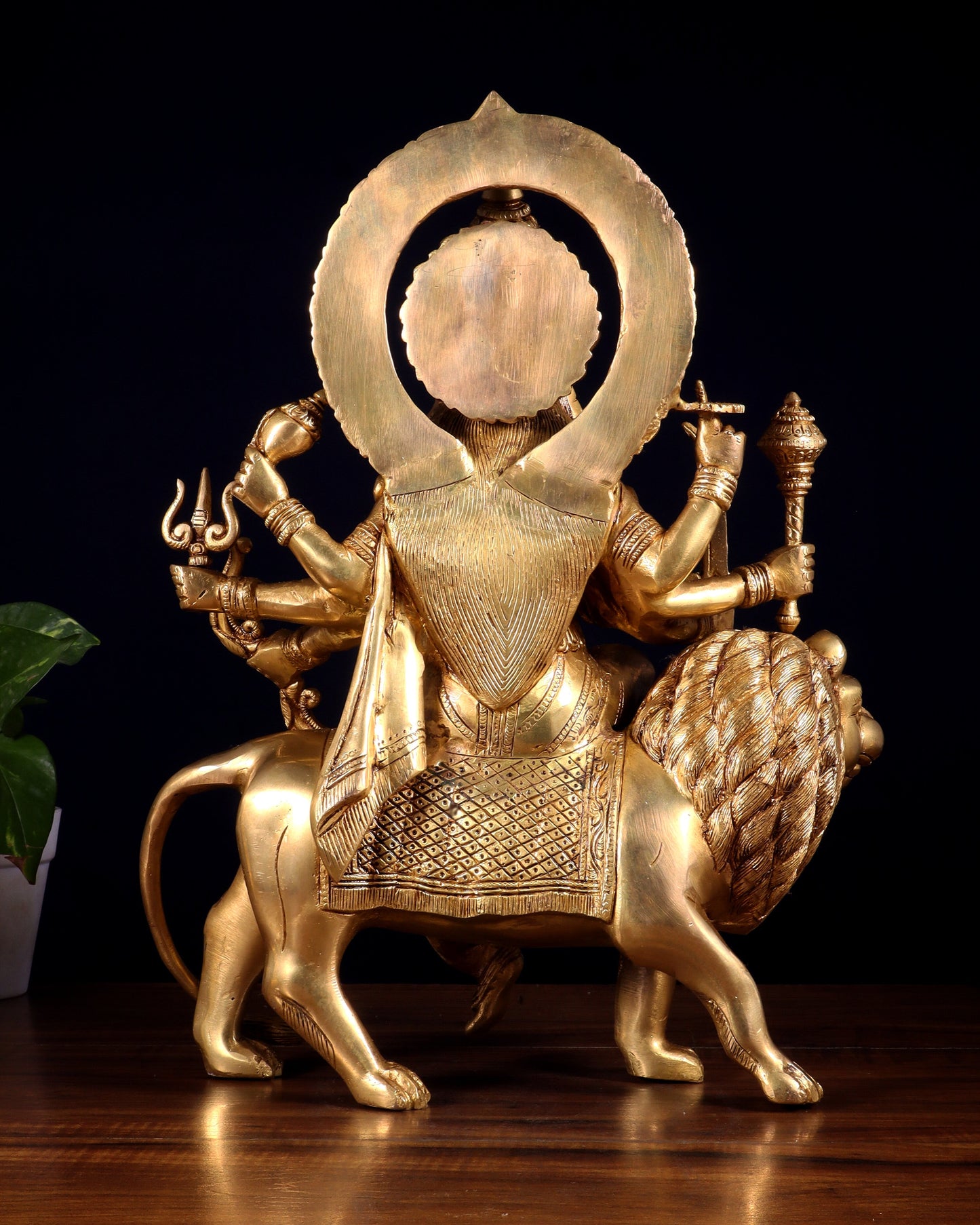 Pure Brass Durga ambe Mata on lion Idol 15 inch