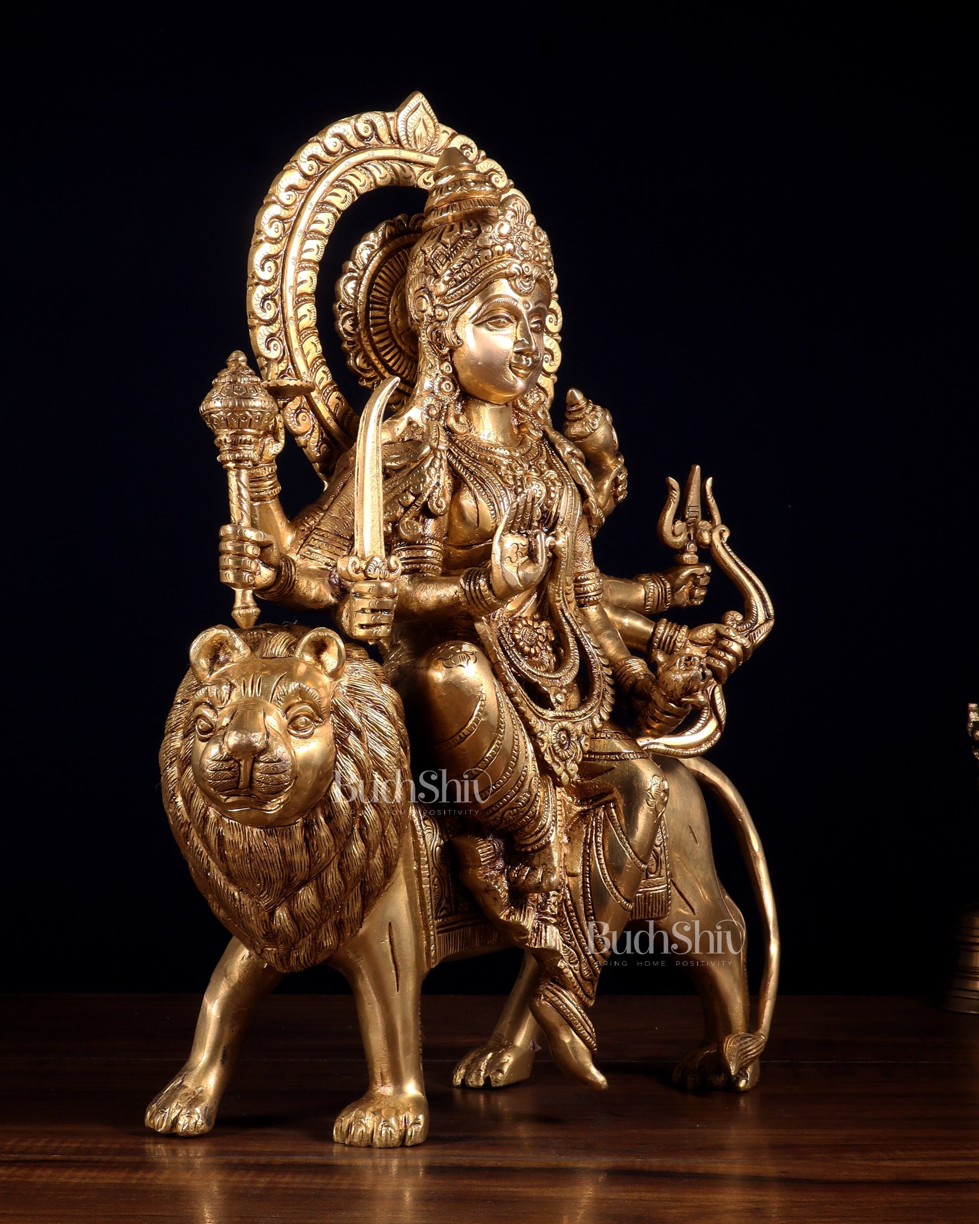 Pure Brass Durga ambe Mata on lion Idol 15 inch