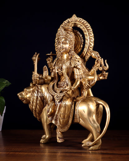 Pure Brass Durga ambe Mata on lion Idol 15 inch