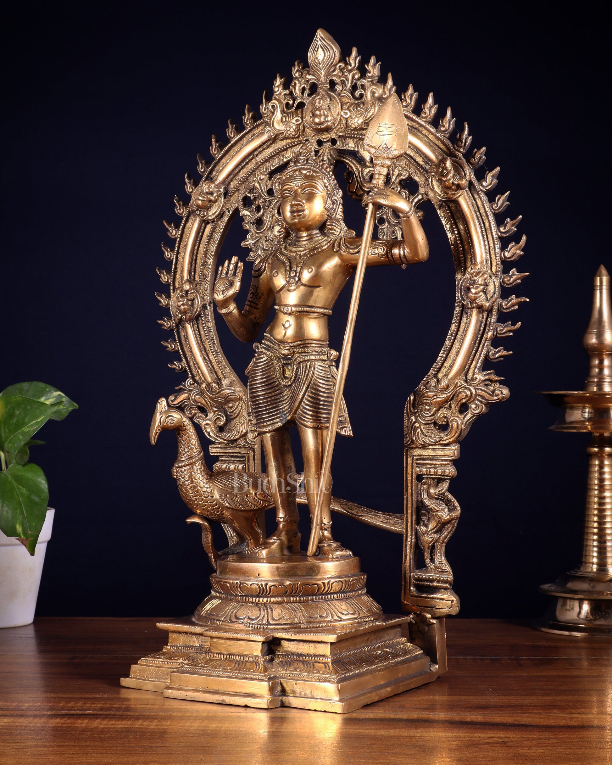Pure Brass Murugan swamy Kartikeya Idol 16.5 inch
